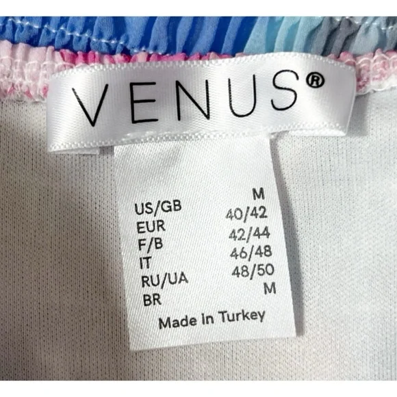 Venus Floral Smocked Halter Top Blouse Cold Shoulder Long Sleeve Size Medium - Picture 6 of 7